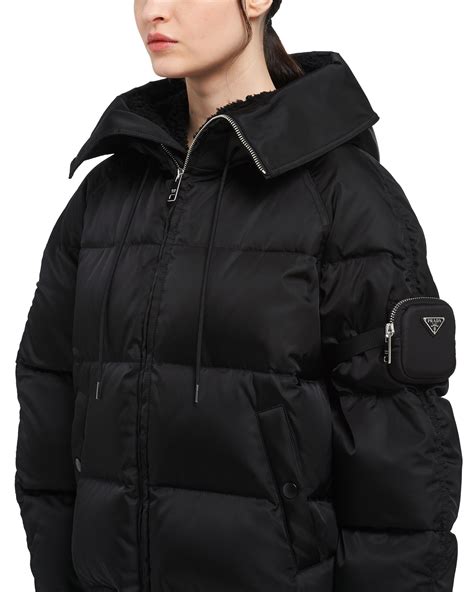 prada nylon gabardine puffer jacket|prada nylon cropped puffer jacket.